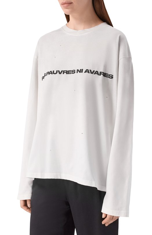 Хлопковый лонгслив Pervert PE25/LS01/14-02 Белый  PE25/LS01/14-02 Фото 3