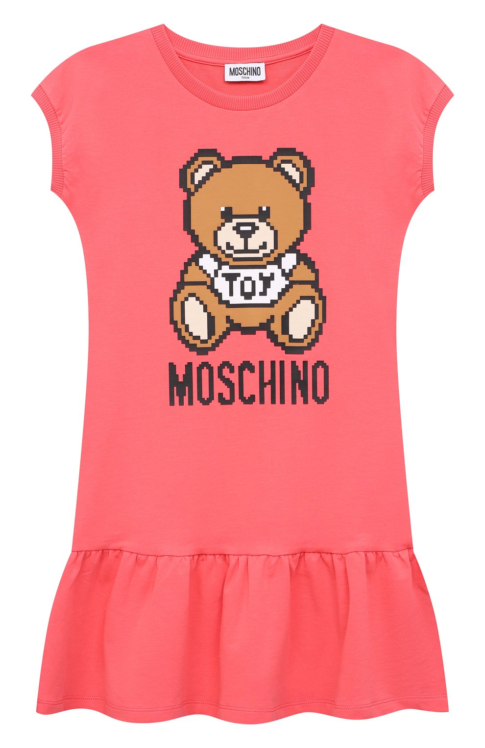 Хлопковое платье MOSCHINO кораллового цвета по цене 10800 руб., арт. HCV07E/LDA13/10A-14A, фото 1 Хлопковое платье MOSCHINO, арт. HCV07E/LDA13/10A-14A, фото 1