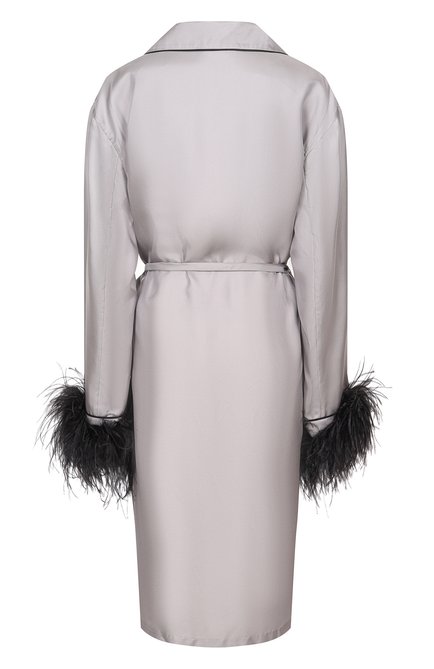 Женский шелковый халат с отделкой перьями страуса PRADA, арт. VT6045-1QJJ-F0Z2I-181