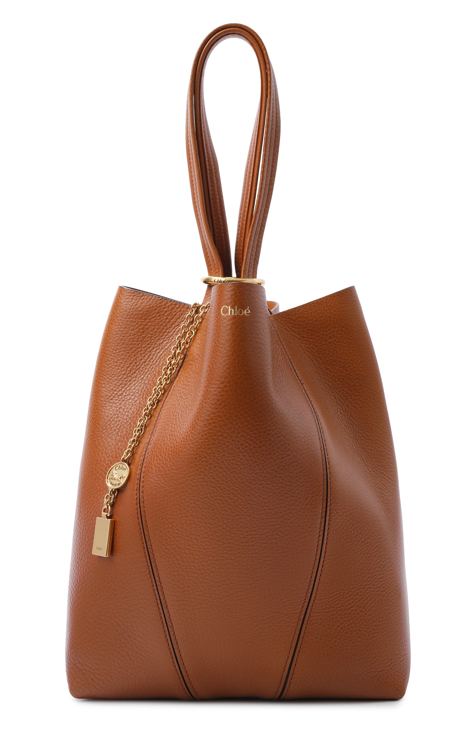 Сумка-тоут chloé spin CHLOÉ коричневого цвета по цене 207500 руб., арт. CHC25SS811N84, фото 7 Сумка-тоут chloé spin CHLOÉ, арт. CHC25SS811N84, фото 7
