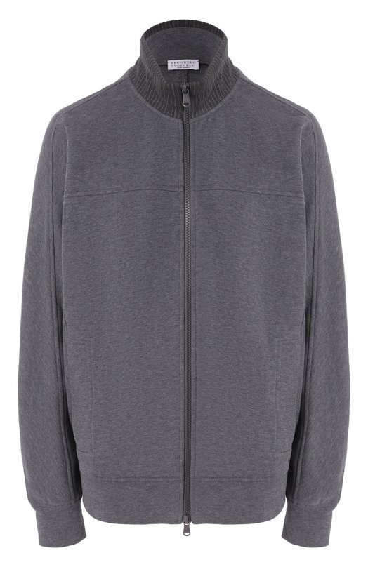 Хлопковая толстовка Brunello Cucinelli MN05NHR216 Серый MN05NHR216