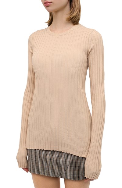 Хлопковый пуловер HELMUT LANG бежевого цвета по цене 46350 руб., арт. K04HW712, фото 3 Хлопковый пуловер HELMUT LANG, арт. K04HW712, фото 3