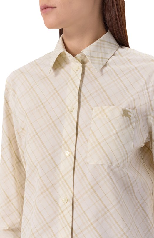 Хлопковая рубашка Burberry 8110914 Кремовый  8110914 Фото 5