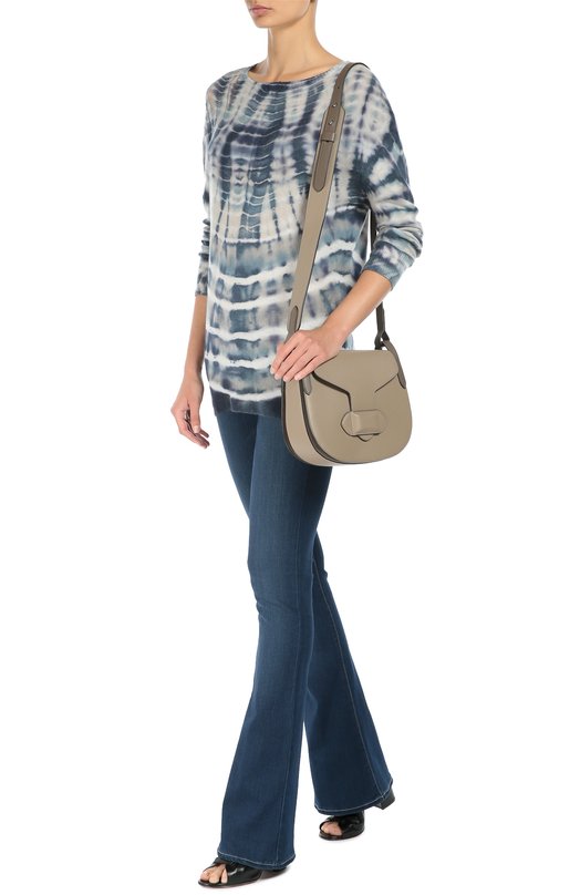 Удлиненный пуловер с контрастным принтом Raquel Allegra Голубой, фото 2