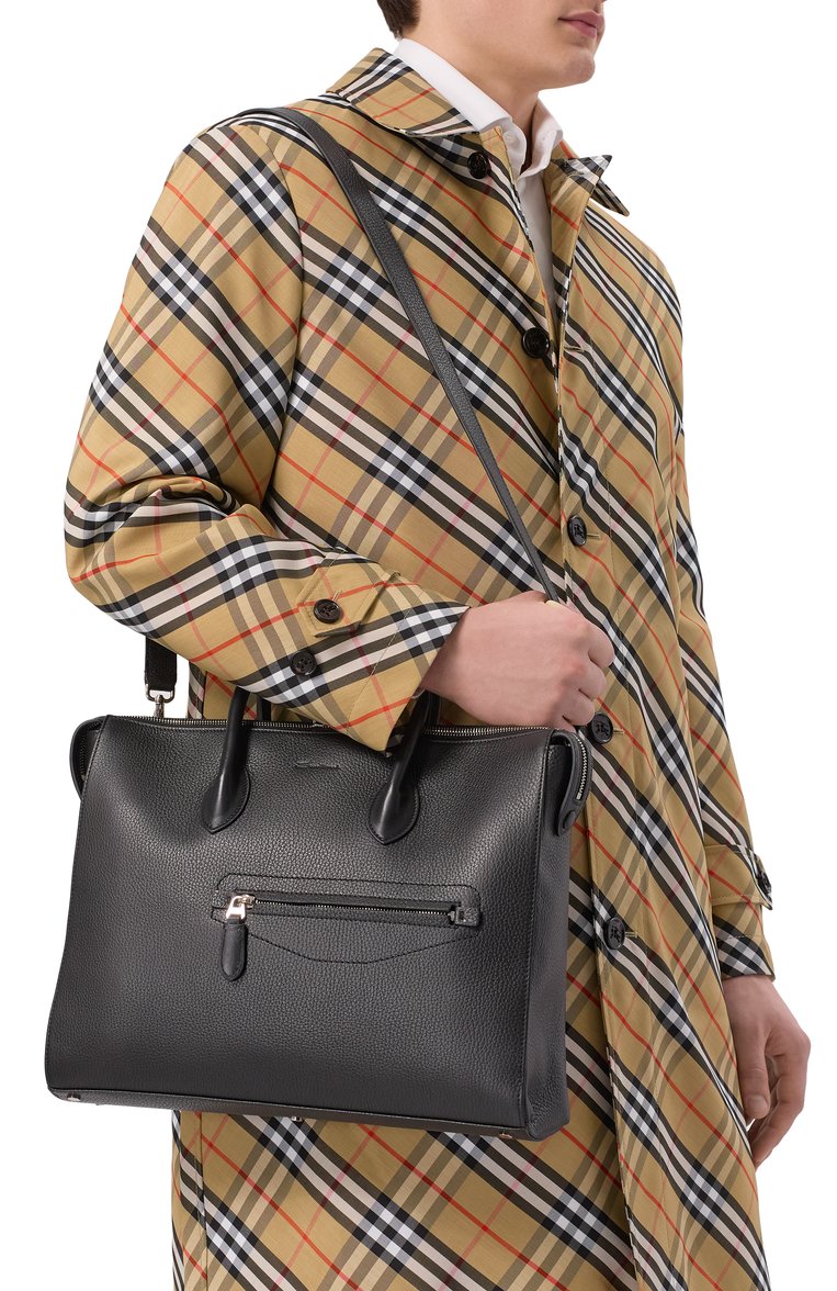 Мужская портфель SANTONI черного цвета, арт. UFBGA2715EN-AVGP | Фото 2 (Материал: Натуральная кожа; Размер: large; Ремень/цепочка: На ремешке; Сумки-технические: Портфели; Автоматизация ТО: Проставлено; Автоматизация состава: Проставлено)