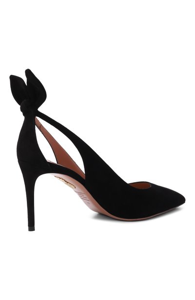 Замшевые туфли bow tie 85 AQUAZZURA черного цвета по цене 94450 руб., арт. DENMIDP0-SUE-000, фото 5 Замшевые туфли bow tie 85 AQUAZZURA, арт. DENMIDP0-SUE-000, фото 5
