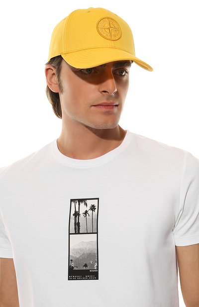 Хлопковая бейсболка STONE ISLAND желтого цвета по цене 16100 руб., арт. 761599661, фото 2 Хлопковая бейсболка STONE ISLAND, арт. 761599661, фото 2