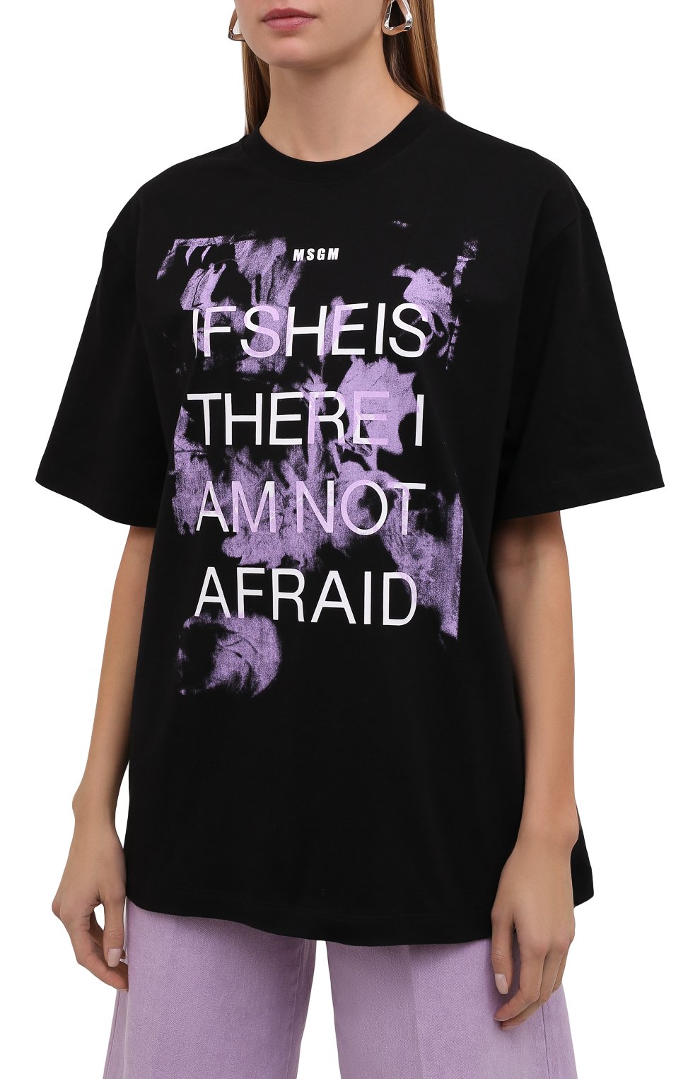 Хлопковая футболка MSGM черного цвета по цене 17600 руб., арт. 3142MDM197 217798, фото 3 Хлопковая футболка MSGM, арт. 3142MDM197 217798, фото 3
