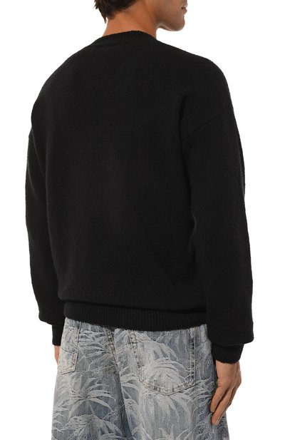 Хлопковый свитер PALM ANGELS черного цвета по цене 69350 руб., арт. PMHE054F24KNI001, фото 4 Хлопковый свитер PALM ANGELS, арт. PMHE054F24KNI001, фото 4