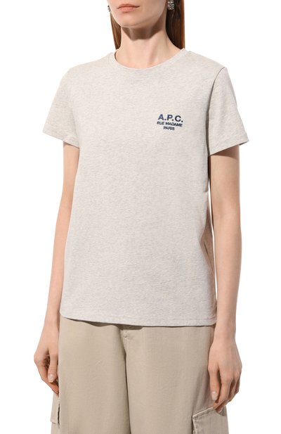 Хлопковая футболка A.P.C. серого цвета по цене 10500 руб., арт. C0EZC-F26842, фото 3 Хлопковая футболка A.P.C., арт. C0EZC-F26842, фото 3