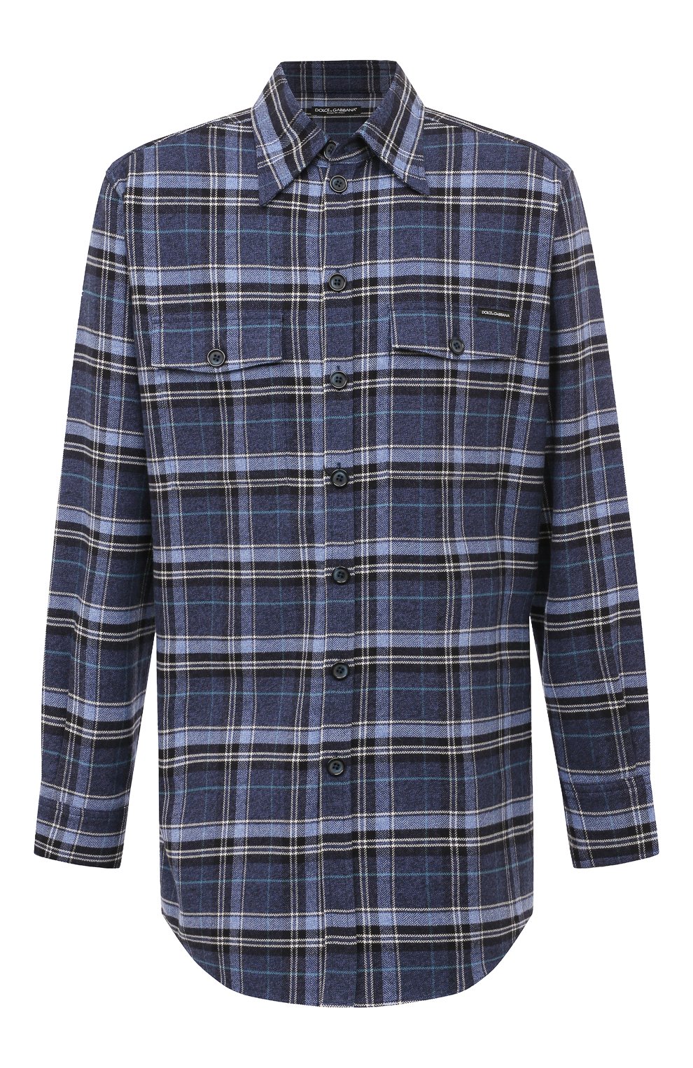 Хлопковая рубашка DOLCE & GABBANA синего цвета по цене 94450 руб., арт. G5IY9T/FQ6CX, фото 1 Хлопковая рубашка DOLCE & GABBANA, арт. G5IY9T/FQ6CX, фото 1