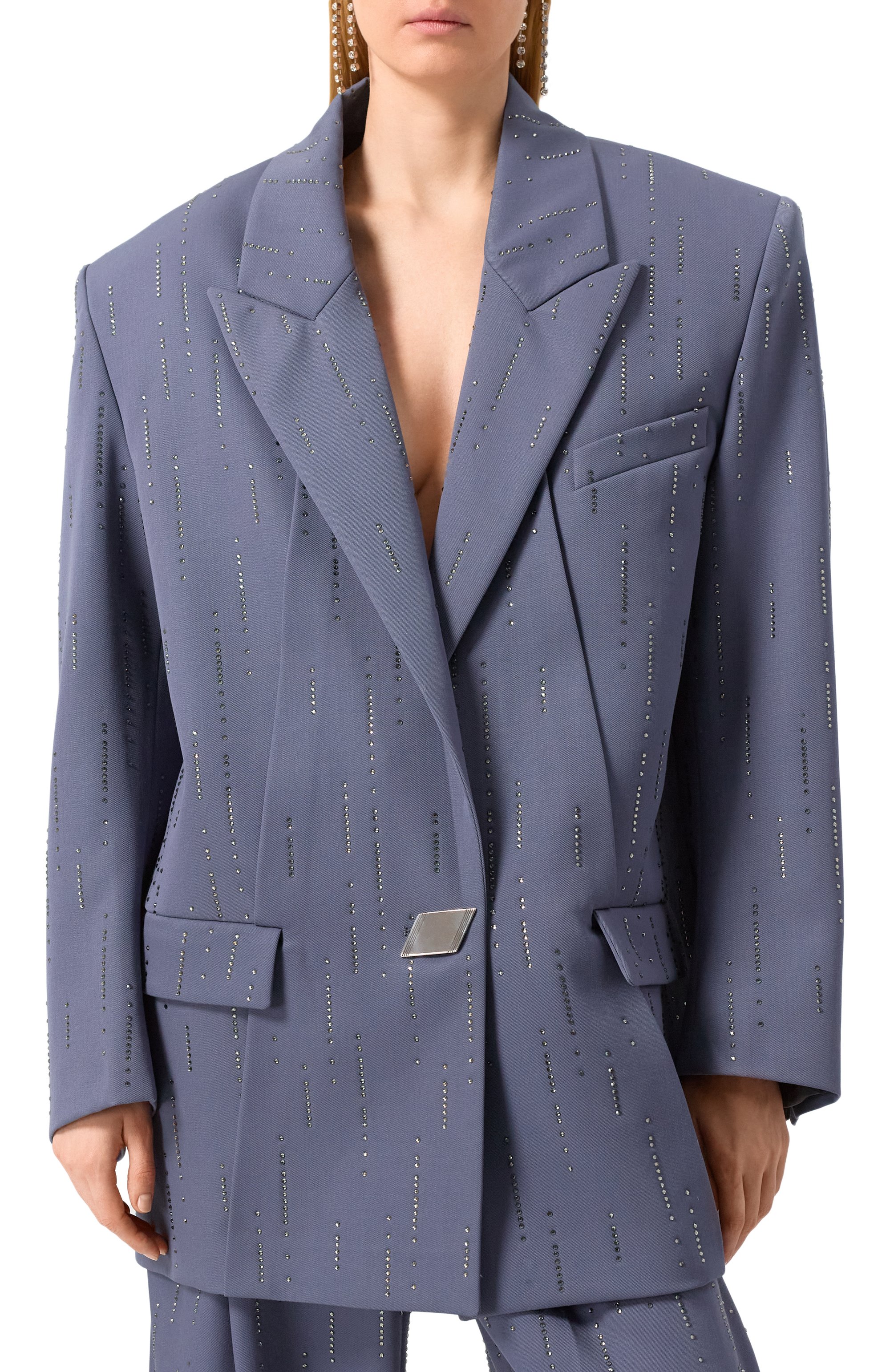 Шерстяной жакет с отделкой стразами THE ATTICO, арт. 247WCG65, фото 3