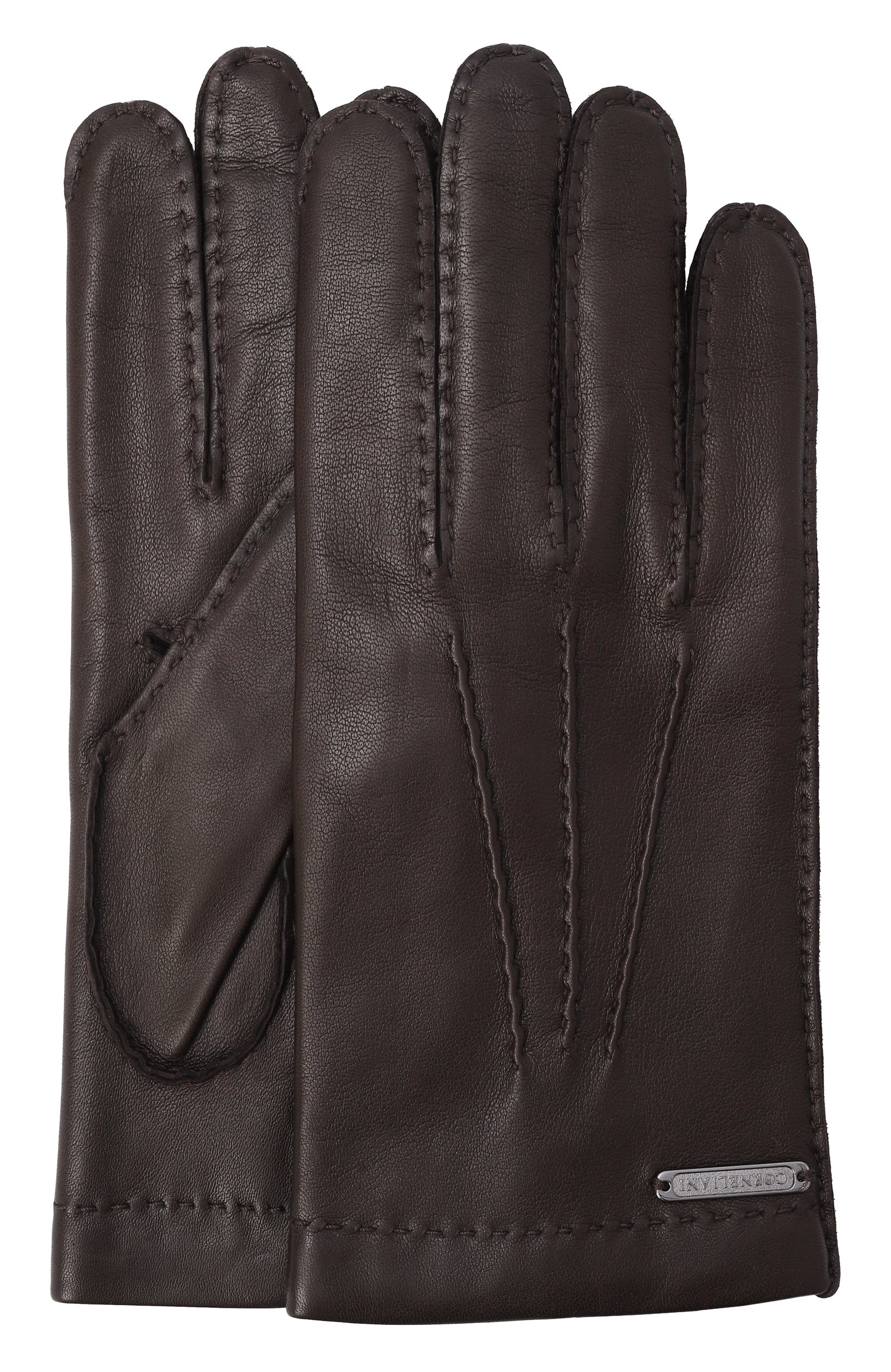 Кожаные перчатки CORNELIANI темно-коричневого цвета по цене 45900 руб., арт. 28Q305/2A20582, фото 1 Кожаные перчатки CORNELIANI, арт. 28Q305/2A20582, фото 1