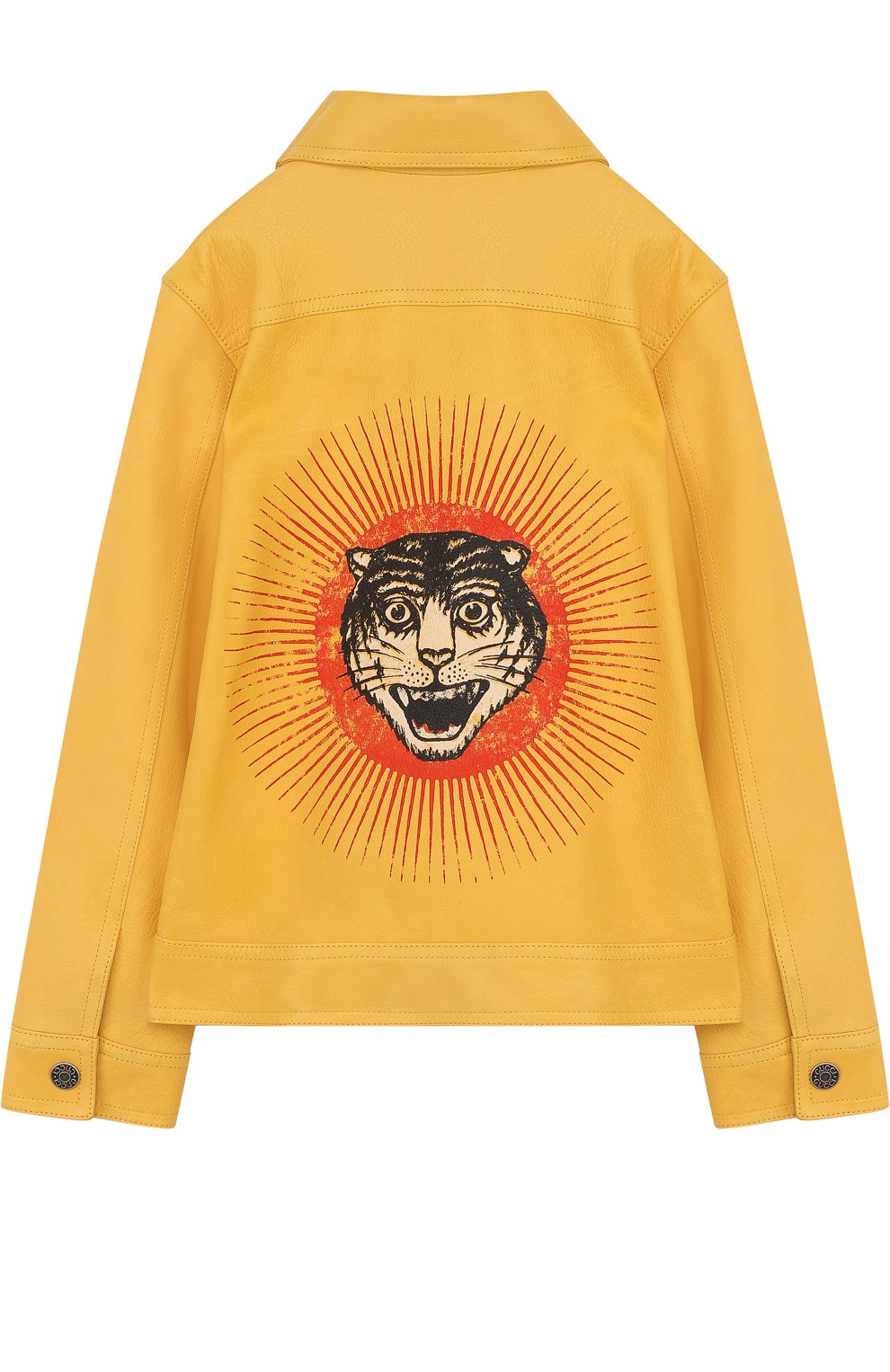 Кожаная куртка с принтом и отложным воротником GUCCI, арт. 502058/XG588, фото 2