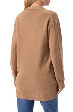 Женский шерстяной кардиган MARNI бежевого цвета, арт. CDMG0153A0/UFWH24 | Фото 4 (Рукава: Длинные; Материал внешний: Шерсть; Длина (для топов): Удлиненные; Стили: Кэжуэл; Женское Кросс-КТ: кардиган-трикотаж; Застежка: Пуговицы)