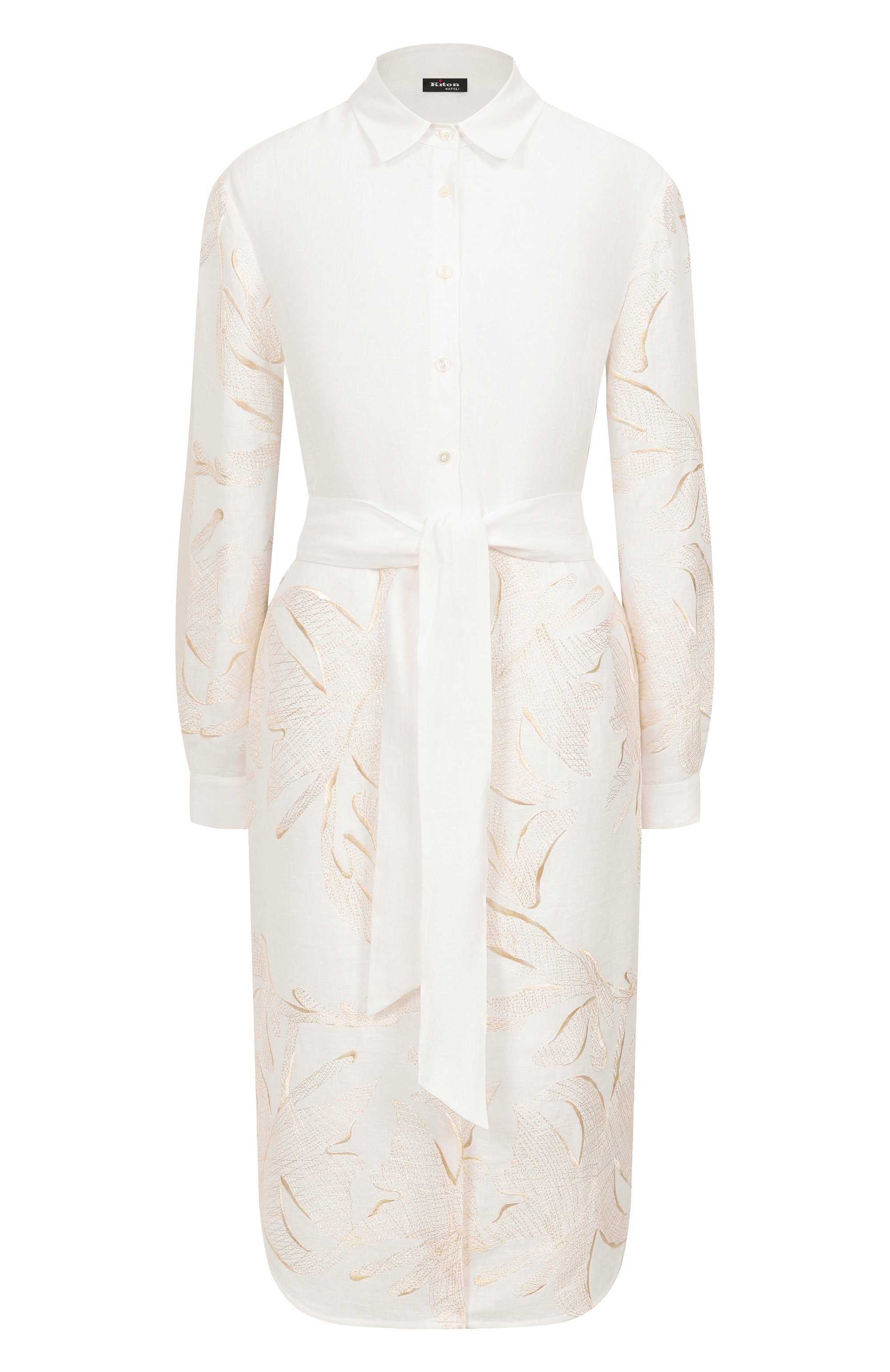 Льняное платье KITON белого цвета по цене 234000 руб., арт. D57304K0999E02, фото 1 Льняное платье KITON, арт. D57304K0999E02, фото 1
