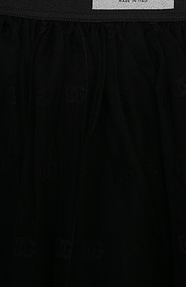 Детская юбка DOLCE & GABBANA черного цвета, арт. L54I86/G7K7L/8-12+ | Фото 3 (Материал внешний: Синтетический материал; Нос: Не проставлено; Материал подклада: Вискоза; Случай: Вечерний; Автоматизация состава: Проставлено)