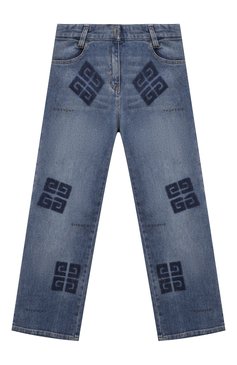 Детские джинсы GIVENCHY синего цвета, арт. H30125/6A-12A | Фото 1 (Нос: Не проставлено; Материал внешний: Хлопок; Материал сплава: Проставлено; Детали: Декор; Ростовка одежда: 5 лет | 110 см, 7 лет | 122 см, 9 лет | 134 см, 12 лет | 152 см)