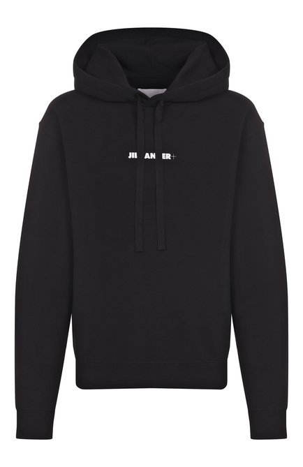 Мужской хлопковое худи JIL SANDER черного цвета, арт. J47GU0129/J20039 | Фото 1 (Рукава: Длинные; Драгоценные камни: Проставлено; Длина (для топов): Стандартные; Материал внешний: Хлопок; Материал сплава: Проставлено)