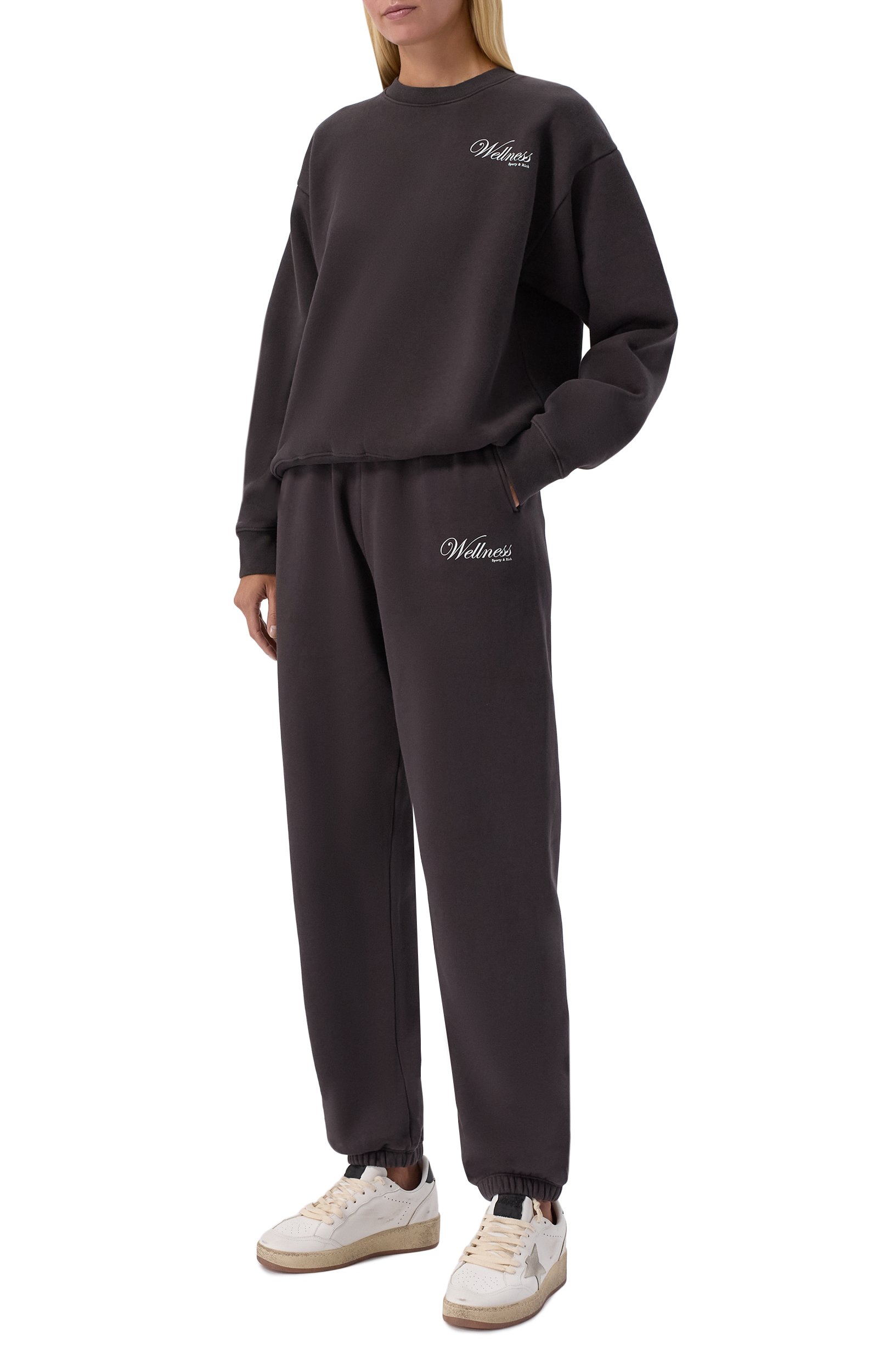 Хлопковый свитшот SPORTY AND RICH коричневого цвета по цене 29300 руб., арт. ST098711083BR29, фото 2 Хлопковый свитшот SPORTY AND RICH, арт. ST098711083BR29, фото 2