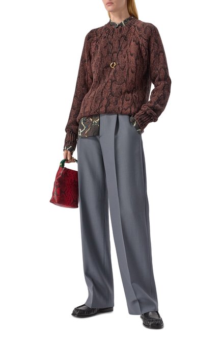 Женский свитер из вискозы и хлопка DRIES VAN NOTEN коричневого цвета, арт. 251-011243-1714 | Фото 2 (Материал сплава: Проставлено; Драгоценные камни: �Проставлено; Рукава: Длинные; Длина (для топов): Стандартные; Материал внешний: Вискоза, Хлопок)