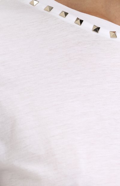 Хлопковая футболка с круглым вырезом и декорированной отделкой VALENTINO, арт. PB3MG03A/2QK, фото 5