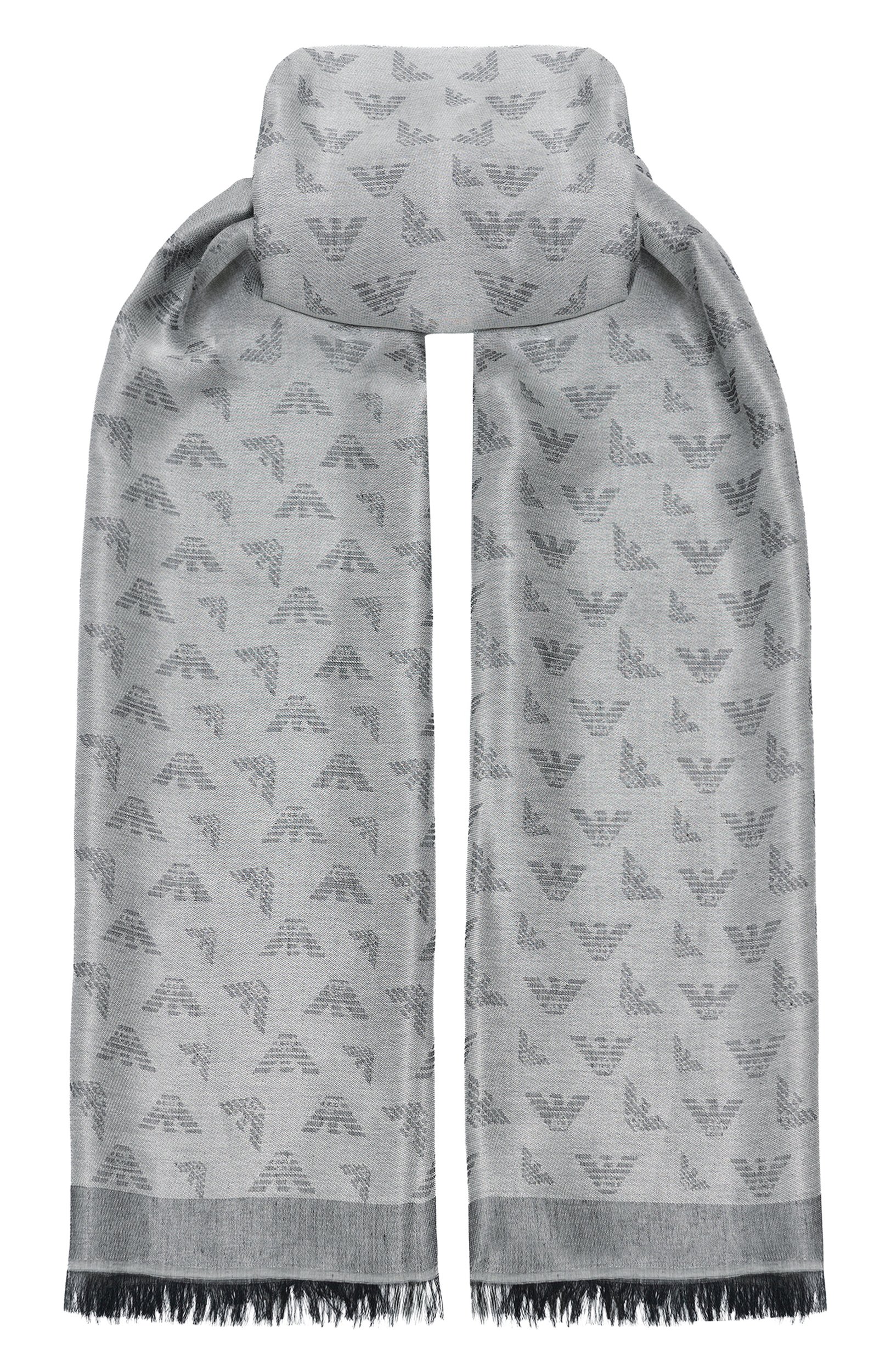 Шаль EMPORIO ARMANI серого цвета по цене 27250 руб., арт. EW005474/AF28958, фото 1 Шаль EMPORIO ARMANI, арт. EW005474/AF28958, фото 1