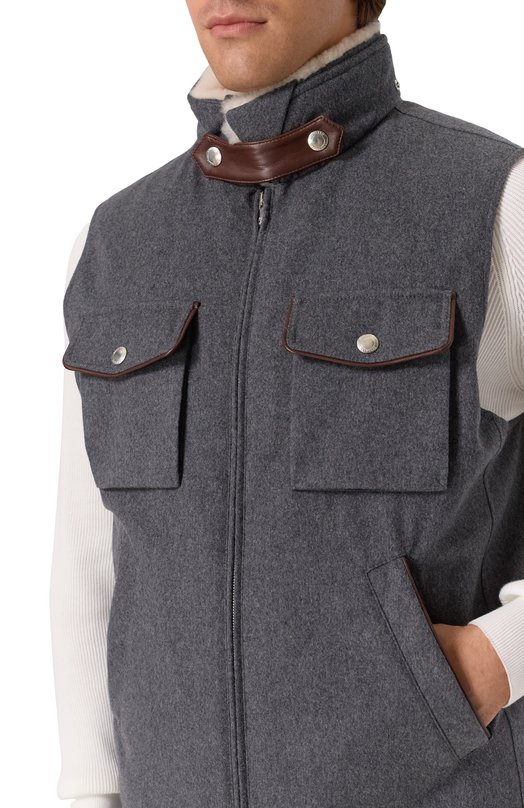 Шерстяной жилет Brunello Cucinelli MM4701646 Серый  MM4701646 Фото 5
