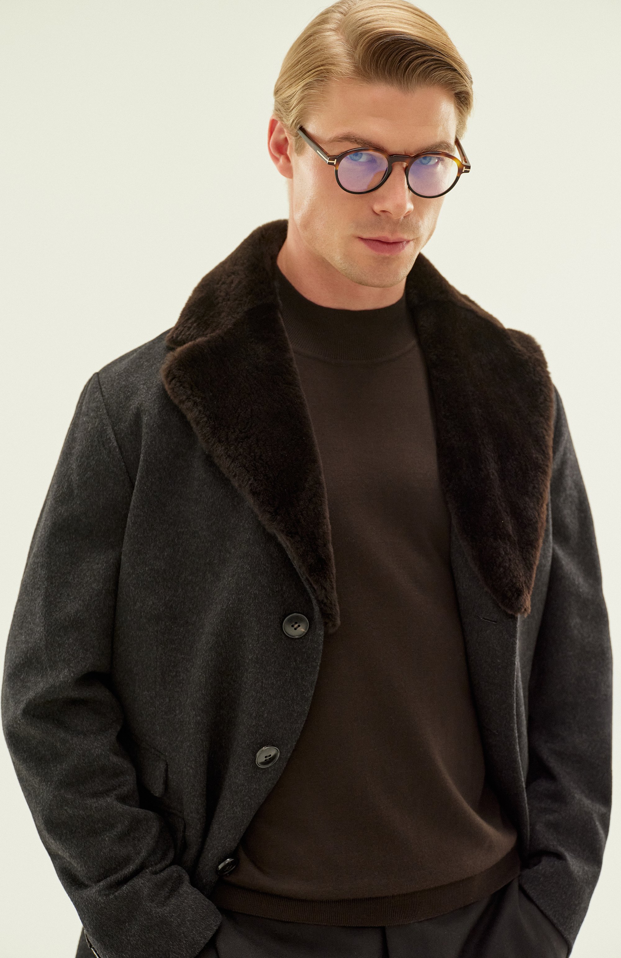 Пальто с воротником из нутрии ANDREA CAMPAGNA, арт. 24U039, фото 8