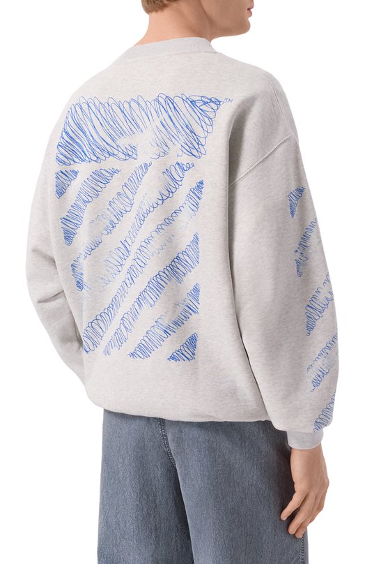 Хлопковый свитшот Off-White 0MBA054F25FLE006 Серый  0MBA054F25FLE006 Фото 4