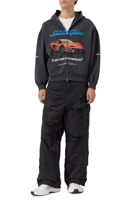 Хлопковая толстовка Balenciaga x Automobili Lamborghini Balenciaga 833399/TSVT9 Серый  833399/TSVT9 Фото 2