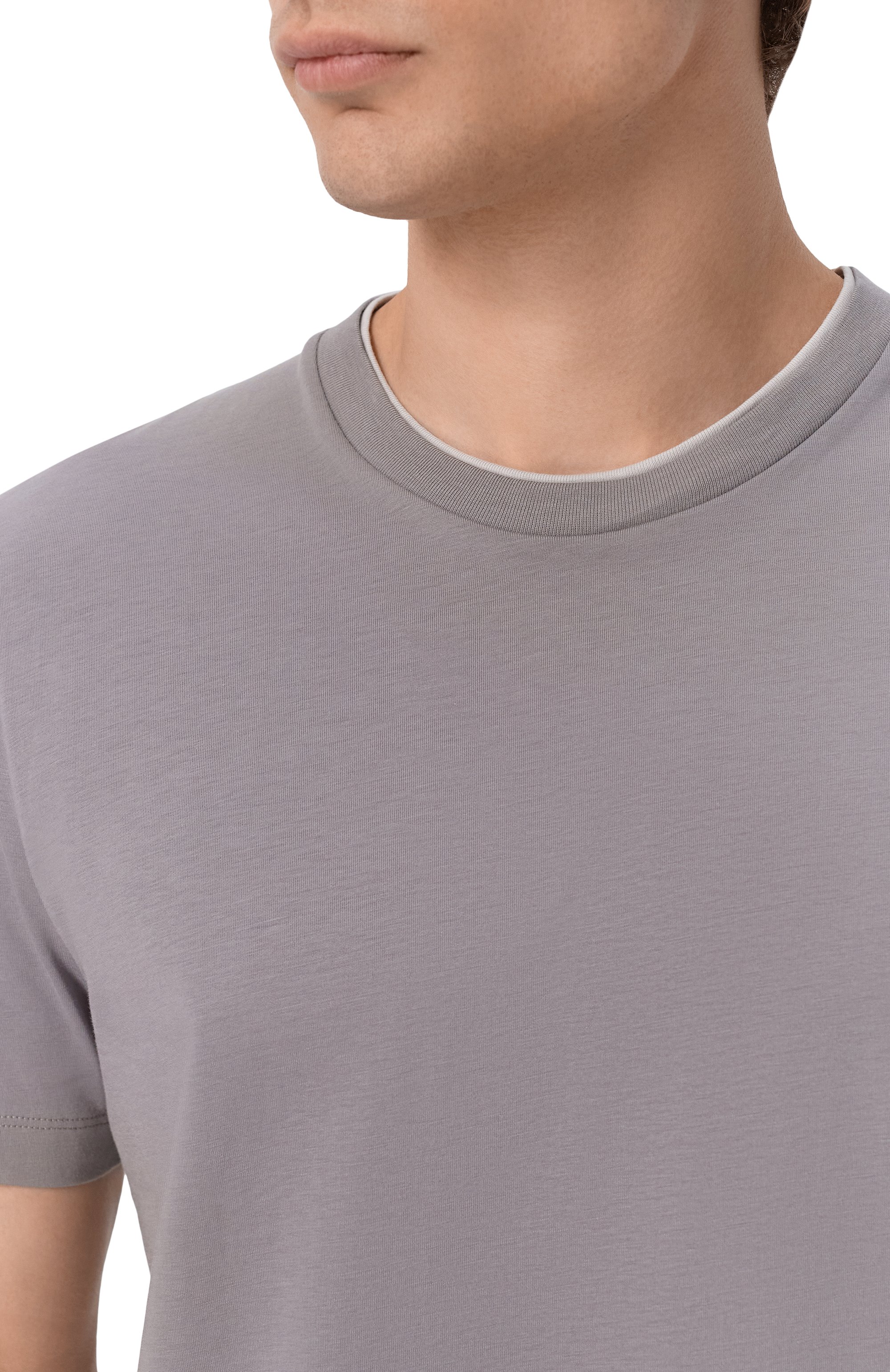 Хлопковая футболка CORNELIANI серого цвета по цене 20800 руб., арт. 28G571/2A25003, фото 5 Хлопковая футболка CORNELIANI, арт. 28G571/2A25003, фото 5