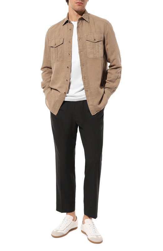 Рубашка изо льна и хлопка Brunello Cucinelli MD6980696P Бежевый  MD6980696P Фото 2