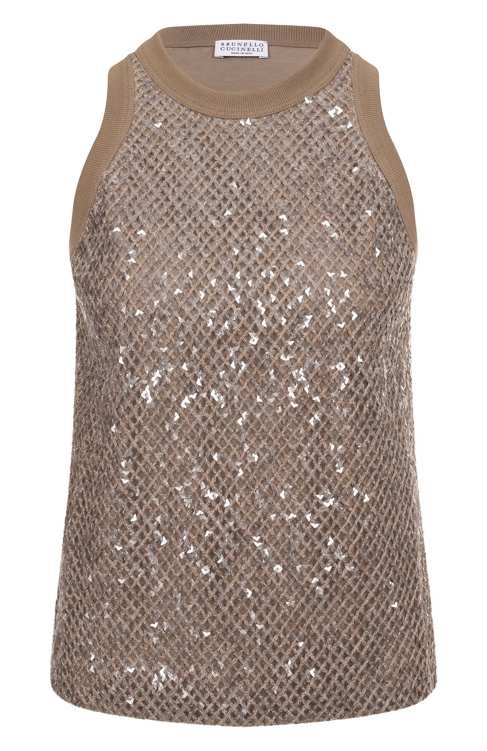 Хлопковая май�ка с отделкой пайетками BRUNELLO CUCINELLI, арт. M0T18HH500, фото 1