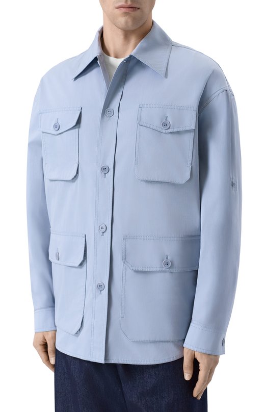 Рубашка из хлопка и шелка MVST 0031/0224 Голубой  0031/0224 Фото 3