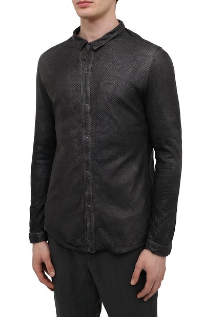 Кожаная рубашка GIORGIO BRATO темно-серого цвета по цене 89950 руб., арт. GU21S1002HL136, фото 3 Кожаная рубашка GIORGIO BRATO, арт. GU21S1002HL136, фото 3