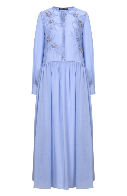 Платье из хлопка и шелка Ermanno Scervino D484Q624XYR Голубой D484Q624XYR