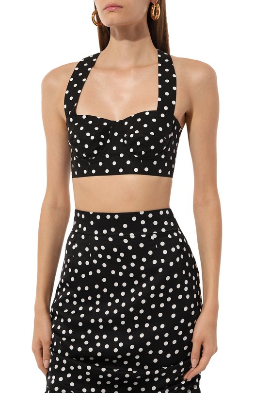Хлопковый топ Dolce & Gabbana F7AD5T/HS5R7 Чёрно-белый  F7AD5T/HS5R7 Фото 3
