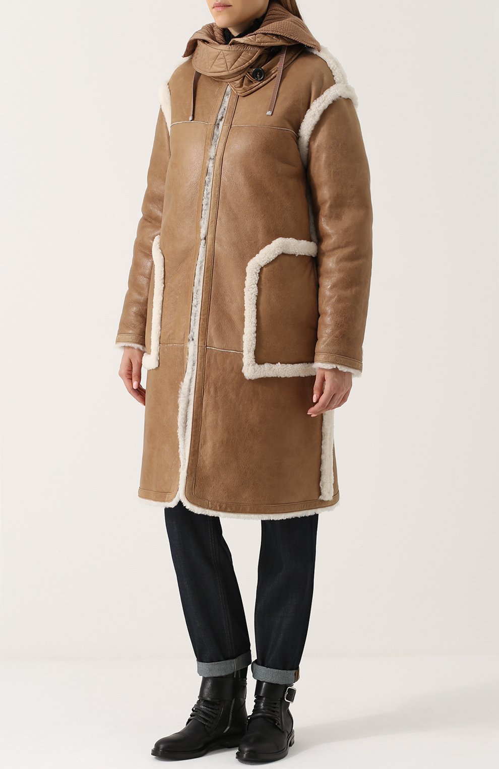 Дубленка прямого кроя с пуховой подстежкой MONCLER, арт. C2-093-49720-00-50179, фото 3