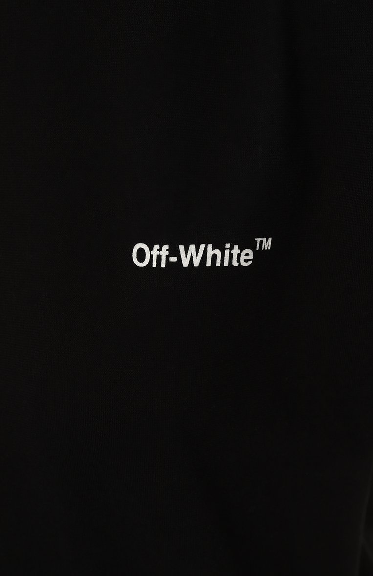 Женская хлопковая футболка OFF-WHITE черно-белого цвета, арт. OWAA049C99JER001 | Фото 5 (Рукава: Короткие; Длина (для топов): Стандартные; Стили: Спорт-шик; Принт: С принтом; Женское Крос�с-КТ: Футболка-одежда; Материал внешний: Хлопок; Материал сплава: Проставлено; Драгоценные камни: Проставлено)