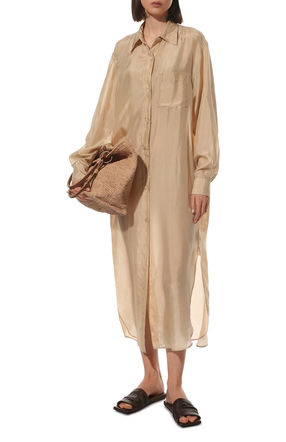 Шелковое платье DRIES VAN NOTEN бежевого цвета по цене 88400 руб., арт. 221-011033-4170, фото 2 Шелковое платье DRIES VAN NOTEN, арт. 221-011033-4170, фото 2