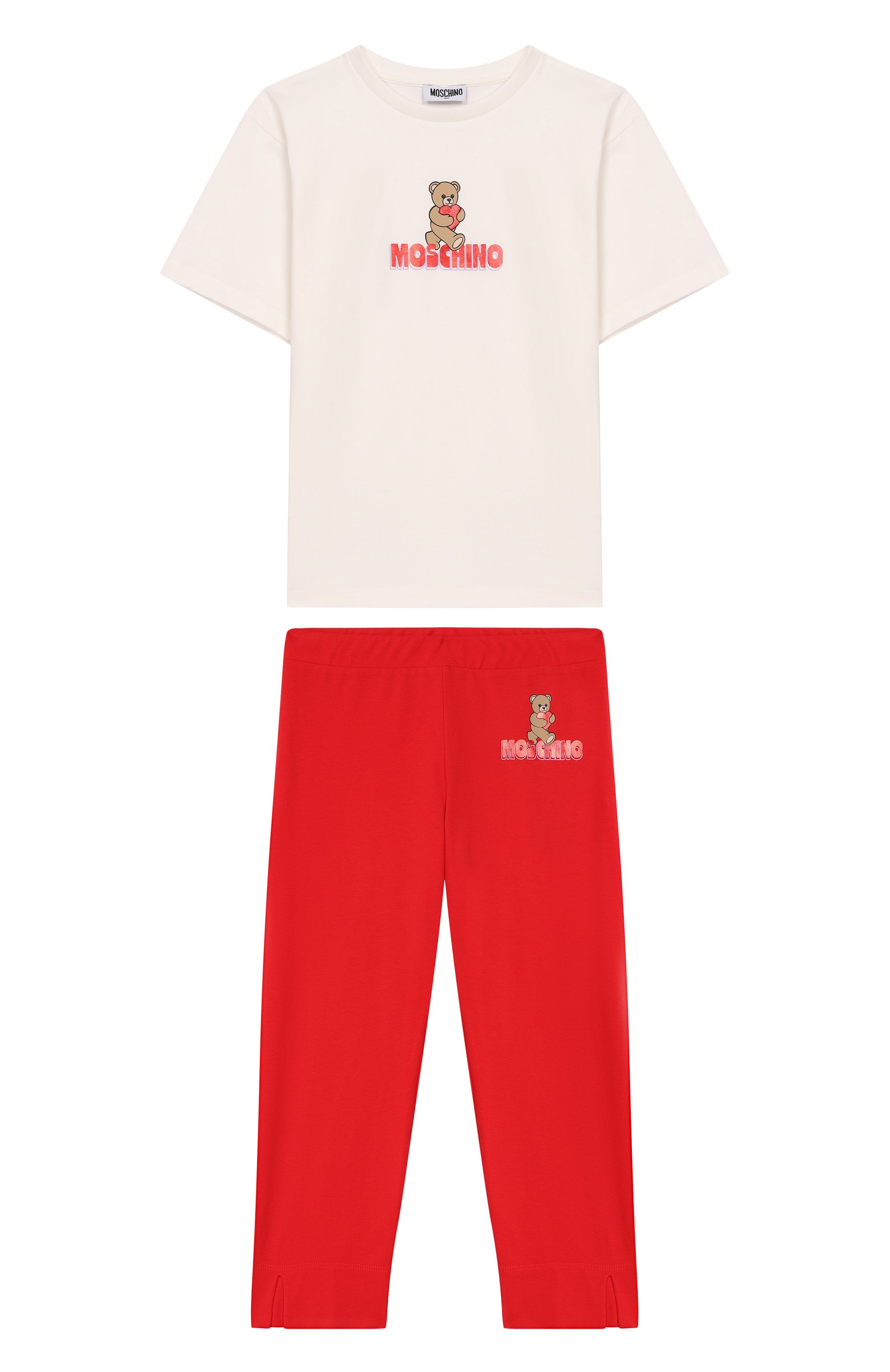 Комплект из футболки и брюк MOSCHINO красного цвета по цене 22000 руб., арт. HCG00D/LBA00_001, фото 1 Комплект из футболки и брюк MOSCHINO, арт. HCG00D/LBA00_001, фото 1