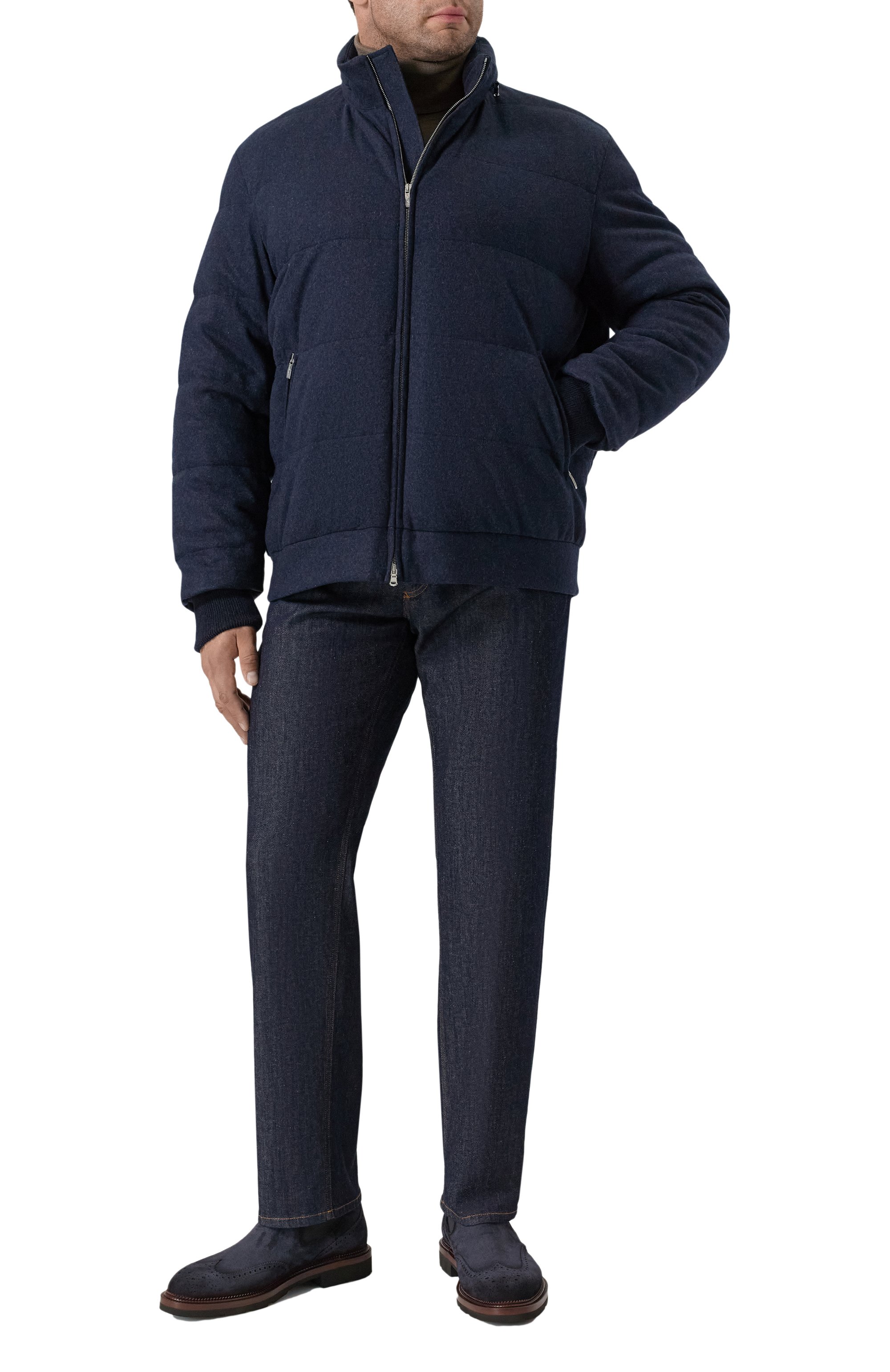 Кашемировый пуховик CORTIGIANI темно-синего цвета по цене 341500 руб., арт. 3AG607, фото 2 Кашемировый пуховик CORTIGIANI, арт. 3AG607, фото 2