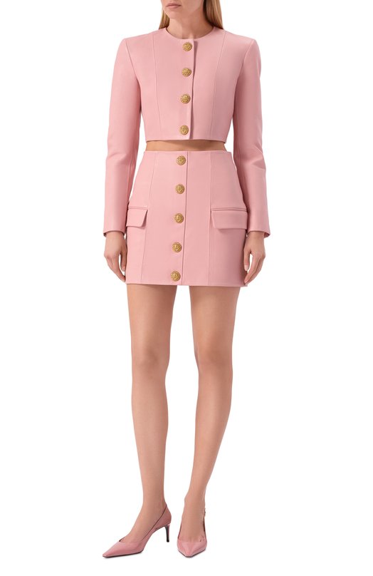 Кожаный жакет Balmain GF1SD252/LE04 Розовый  GF1SD252/LE04 Фото 2