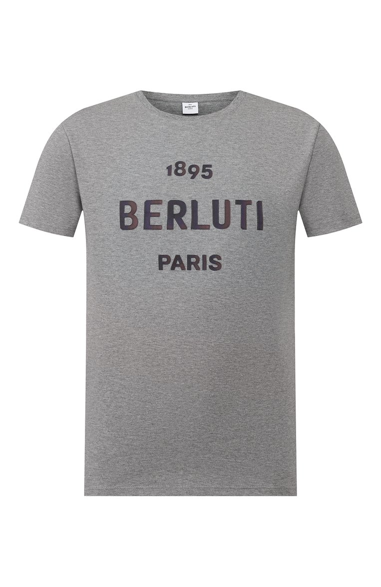 Мужская хлопковая футболка BERLUTI серого цвета, арт. R17JRS41-001 | Фото 1 (Материал внешний: Хлопок; Рукава: Короткие; Длина (для топов): Стандартные; Принт: С принтом; Стили: Кэжуэл; Материал сплава: Проставлено; Драгоценные камни: Проставлено; Мужское Кросс-КТ: Футболка-одежда; Кросс-КТ: Джерси)