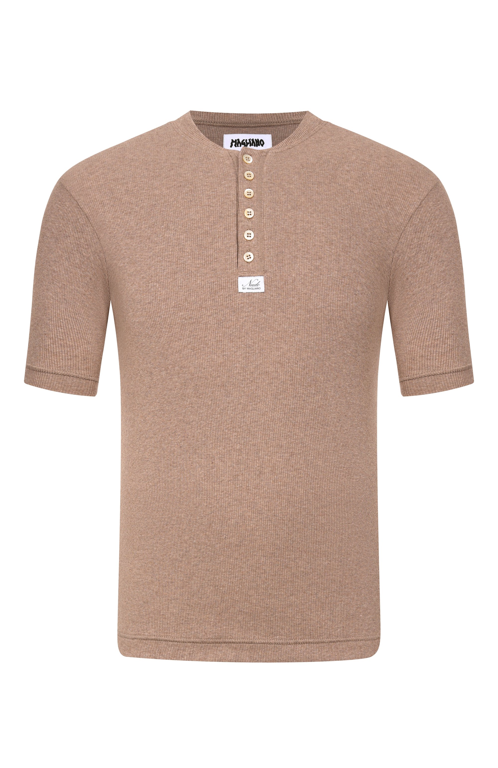 Хлопковая футболка MAGLIANO бежевого цвета по цене 36800 руб., арт. MGSS26TT01876, фото 1 Хлопковая футболка MAGLIANO, арт. MGSS26TT01876, фото 1