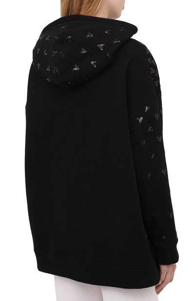 Хлопковое худи с пайетками VALENTINO черного цвета по цене 268000 руб., арт. WB3MF11E6HH, фото 4 Хлопковое худи с пайетками VALENTINO, арт. WB3MF11E6HH, фото 4