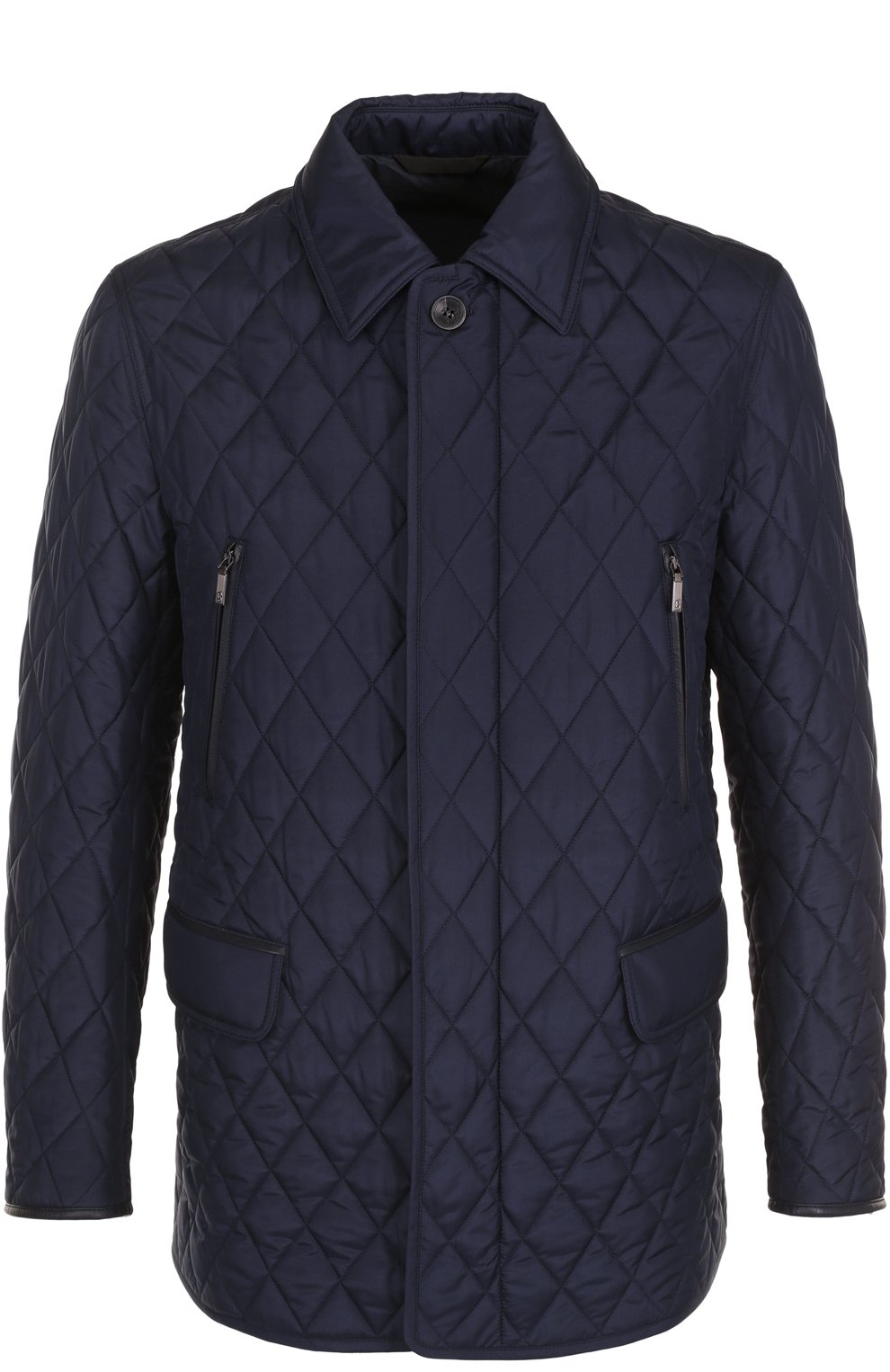 Удлиненная стеганая куртка на молнии с отделкой из натуральной кожи BRIONI, арт. SFMI/0642S, фото 1