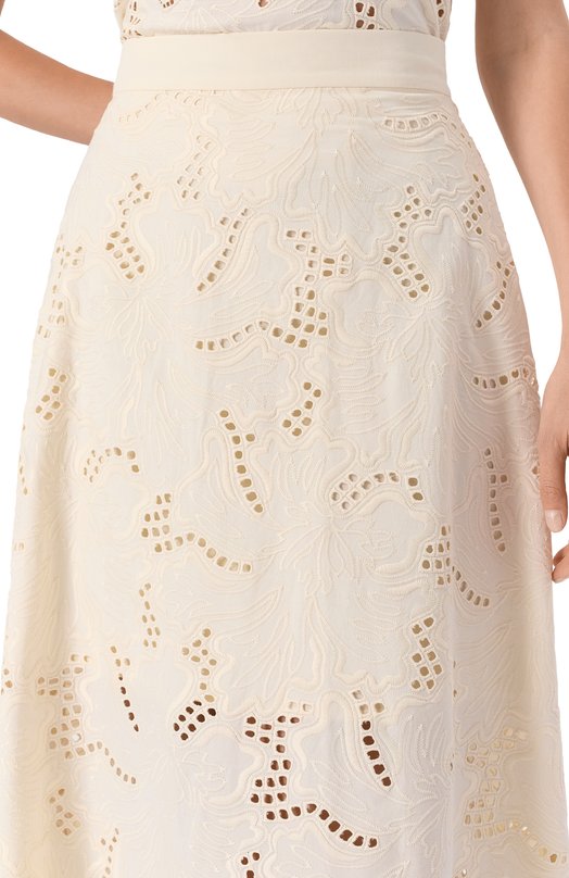Хлопковая юбка Elie Saab SK121 Кремовый  SK121 Фото 5