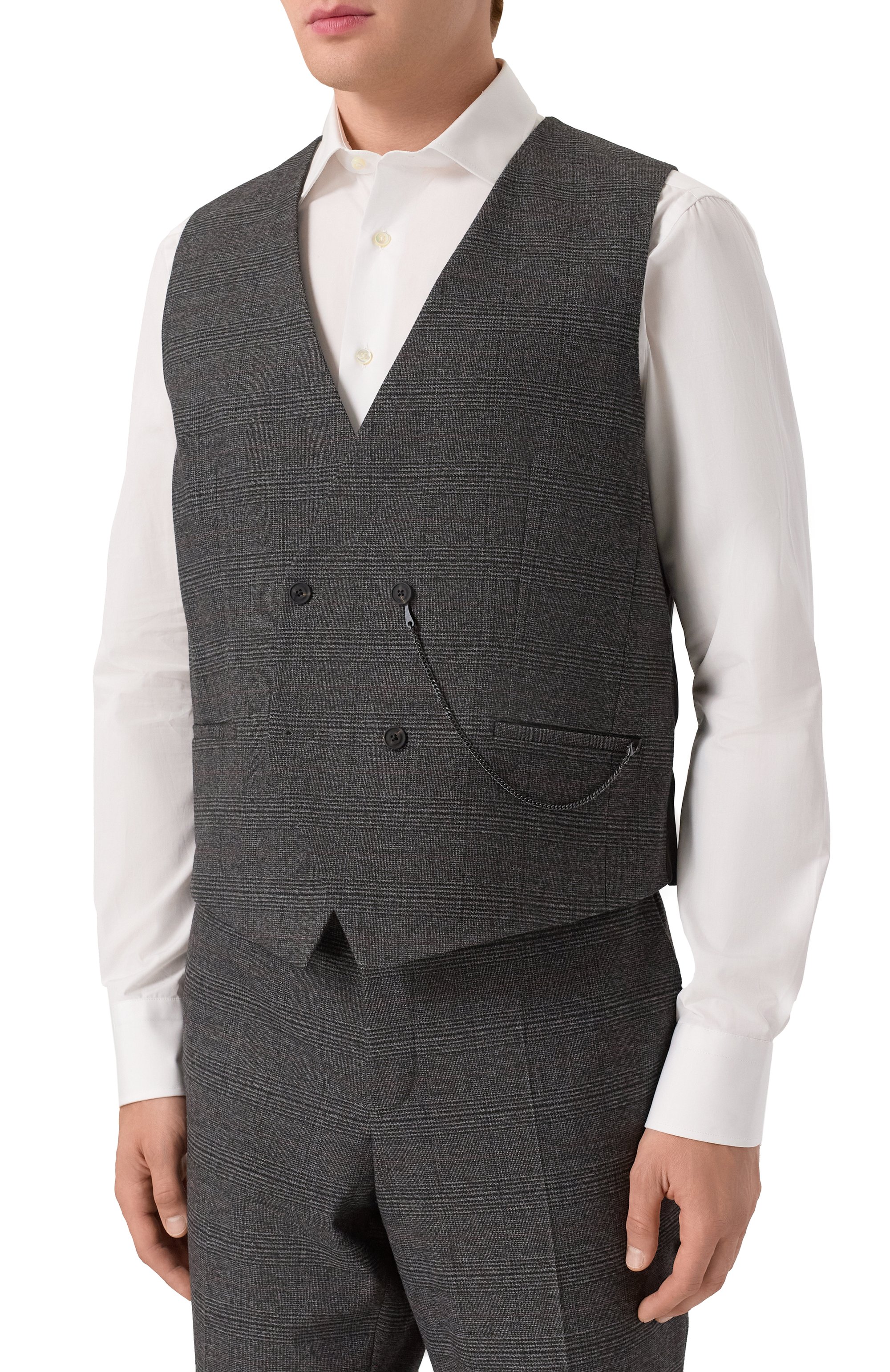 Костюм-тройка HUGO серого цвета по цене 87100 руб., арт. 50528361, фото 4 Костюм-тройка HUGO, арт. 50528361, фото 4